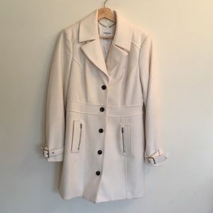 Bebe White Wool Peacoat | M